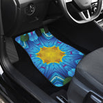 Blue And Pink Flowers Kaleidoscope Print Front and Back Car Floor Mats