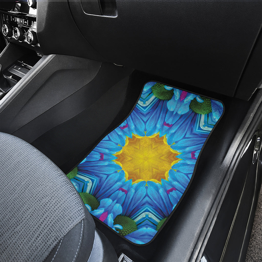 Blue And Pink Flowers Kaleidoscope Print Front and Back Car Floor Mats
