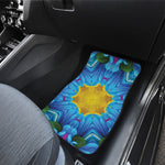 Blue And Pink Flowers Kaleidoscope Print Front and Back Car Floor Mats