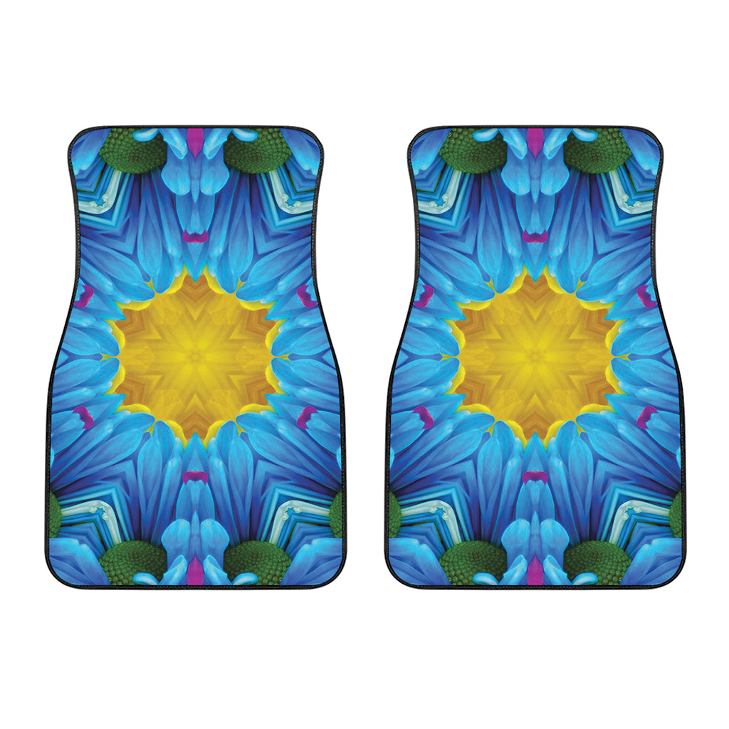 Blue And Pink Flowers Kaleidoscope Print Front Car Floor Mats