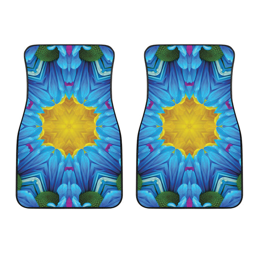 Blue And Pink Flowers Kaleidoscope Print Front Car Floor Mats