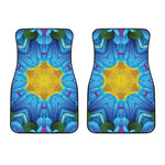 Blue And Pink Flowers Kaleidoscope Print Front Car Floor Mats