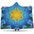 Blue And Pink Flowers Kaleidoscope Print Hooded Blanket