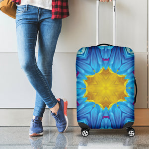 Blue And Pink Flowers Kaleidoscope Print Luggage Cover