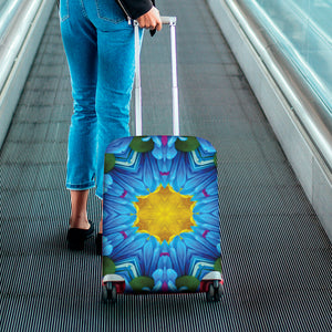 Blue And Pink Flowers Kaleidoscope Print Luggage Cover