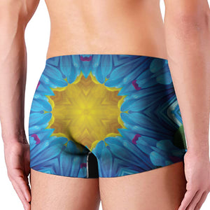 Blue And Pink Flowers Kaleidoscope Print Men's Boxer Briefs