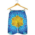 Blue And Pink Flowers Kaleidoscope Print Men's Shorts