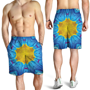 Blue And Pink Flowers Kaleidoscope Print Men's Shorts