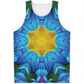Blue And Pink Flowers Kaleidoscope Print Men's Tank Top