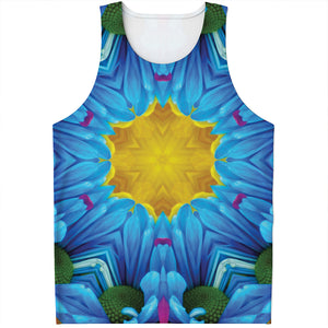 Blue And Pink Flowers Kaleidoscope Print Men's Tank Top