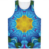 Blue And Pink Flowers Kaleidoscope Print Men's Tank Top