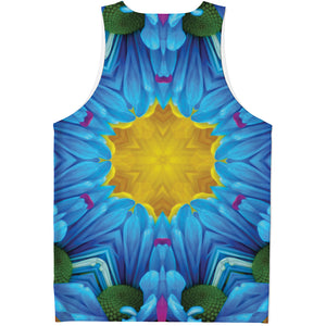 Blue And Pink Flowers Kaleidoscope Print Men's Tank Top