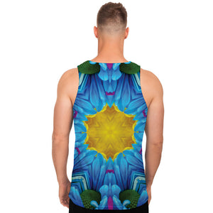 Blue And Pink Flowers Kaleidoscope Print Men's Tank Top