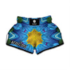 Blue And Pink Flowers Kaleidoscope Print Muay Thai Boxing Shorts