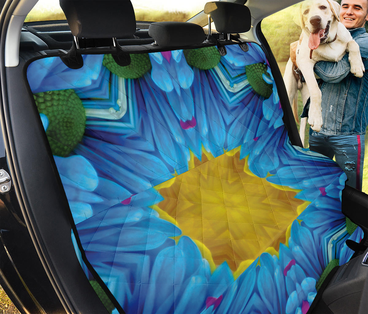 Blue And Pink Flowers Kaleidoscope Print Pet Car Back Seat Cover