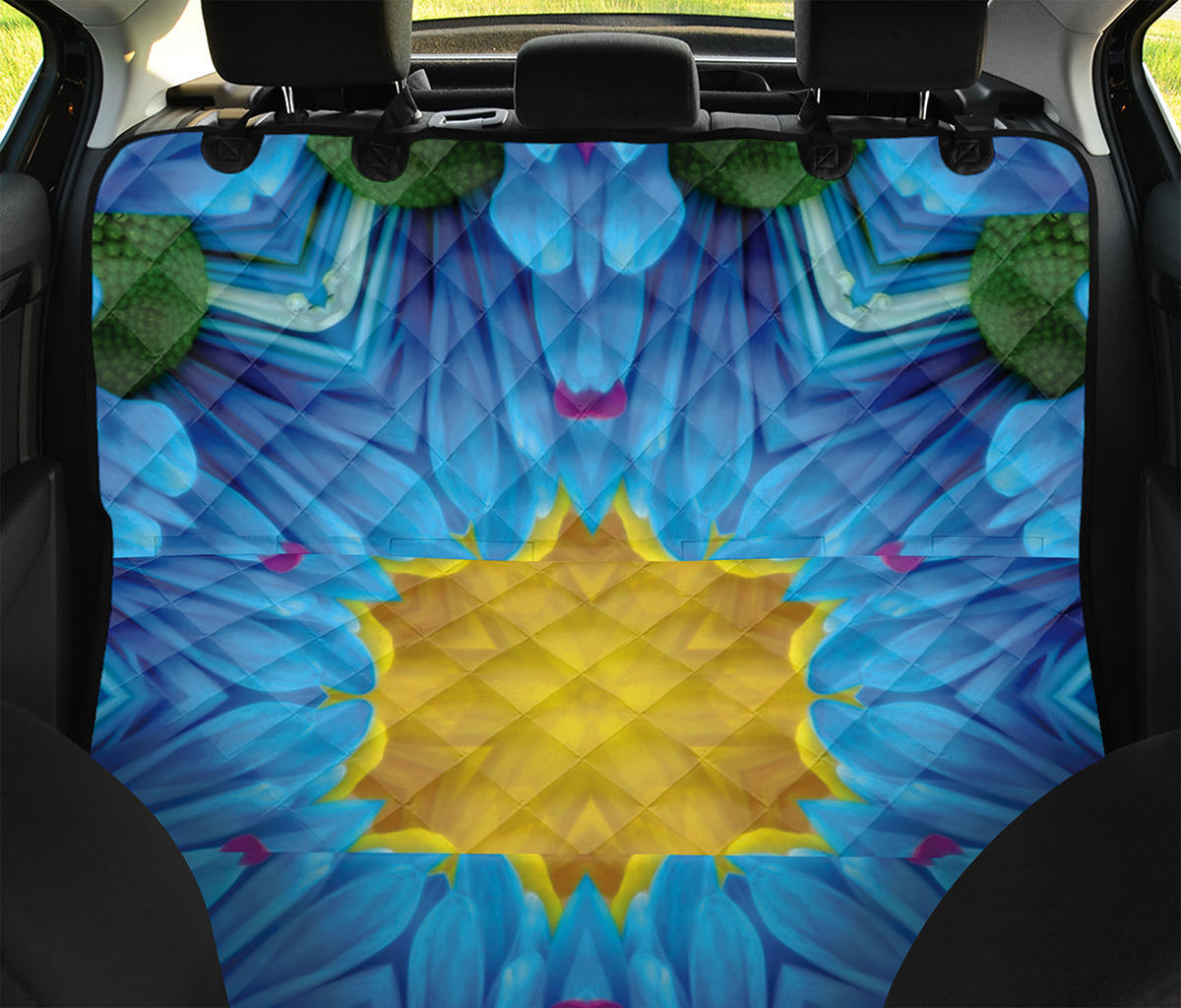 Blue And Pink Flowers Kaleidoscope Print Pet Car Back Seat Cover