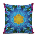 Blue And Pink Flowers Kaleidoscope Print Pillow Cover