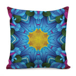 Blue And Pink Flowers Kaleidoscope Print Pillow Cover
