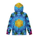 Blue And Pink Flowers Kaleidoscope Print Pullover Hoodie