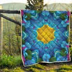 Blue And Pink Flowers Kaleidoscope Print Quilt