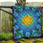 Blue And Pink Flowers Kaleidoscope Print Quilt