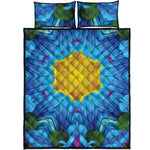 Blue And Pink Flowers Kaleidoscope Print Quilt Bed Set