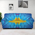 Blue And Pink Flowers Kaleidoscope Print Sofa Cover