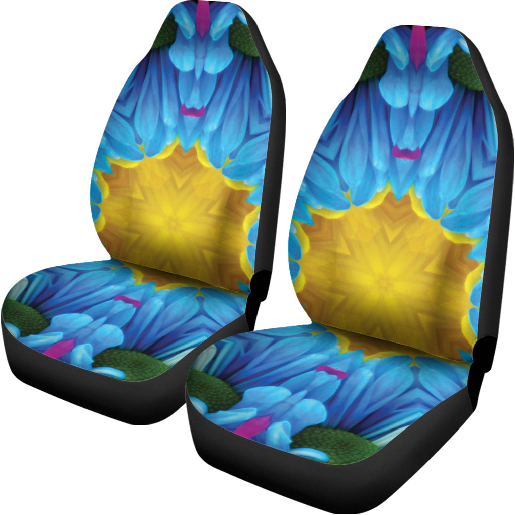 Blue And Pink Flowers Kaleidoscope Print Universal Fit Car Seat Covers