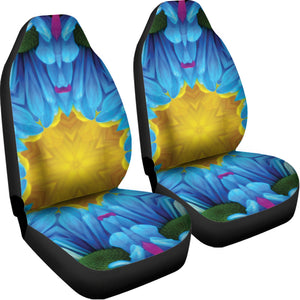 Blue And Pink Flowers Kaleidoscope Print Universal Fit Car Seat Covers