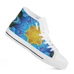 Blue And Pink Flowers Kaleidoscope Print White High Top Shoes