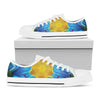 Blue And Pink Flowers Kaleidoscope Print White Low Top Shoes