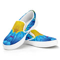 Blue And Pink Flowers Kaleidoscope Print White Slip On Sneakers