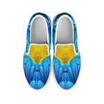 Blue And Pink Flowers Kaleidoscope Print White Slip On Shoes