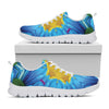 Blue And Pink Flowers Kaleidoscope Print White Sneakers