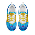 Blue And Pink Flowers Kaleidoscope Print White Sneakers