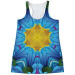 Blue And Pink Flowers Kaleidoscope Print Women's Racerback Tank Top