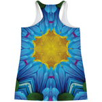 Blue And Pink Flowers Kaleidoscope Print Women's Racerback Tank Top