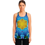 Blue And Pink Flowers Kaleidoscope Print Women's Racerback Tank Top