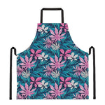 Blue And Pink Watercolor Hawaiian Print Apron