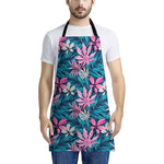 Blue And Pink Watercolor Hawaiian Print Apron