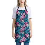 Blue And Pink Watercolor Hawaiian Print Apron