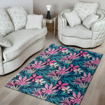 Blue And Pink Watercolor Hawaiian Print Area Rug