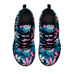 Blue And Pink Watercolor Hawaiian Print Black Sneakers