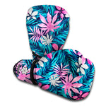 Blue And Pink Watercolor Hawaiian Print Boxing Gloves