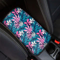 Blue And Pink Watercolor Hawaiian Print Car Center Console Cover