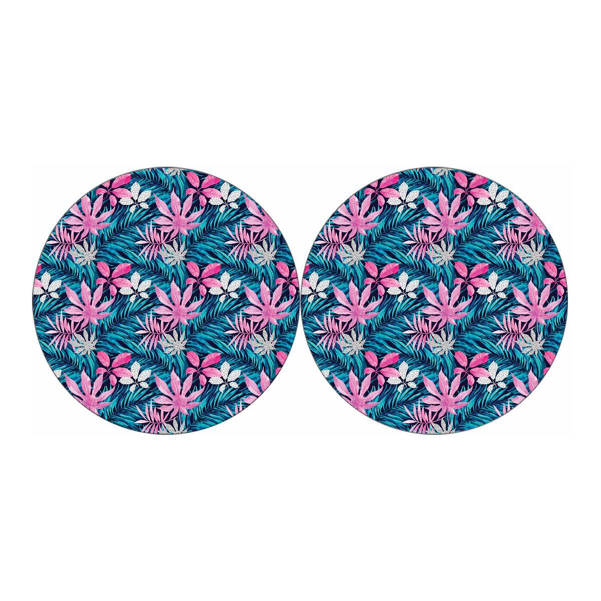 Blue And Pink Watercolor Hawaiian Print Car Coasters