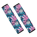 Blue And Pink Watercolor Hawaiian Print Car Seat Belt Covers