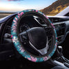 Blue And Pink Watercolor Hawaiian Print Car Steering Wheel Cover