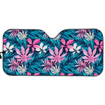 Blue And Pink Watercolor Hawaiian Print Car Sun Shade