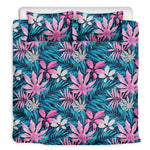 Blue And Pink Watercolor Hawaiian Print Duvet Cover Bedding Set